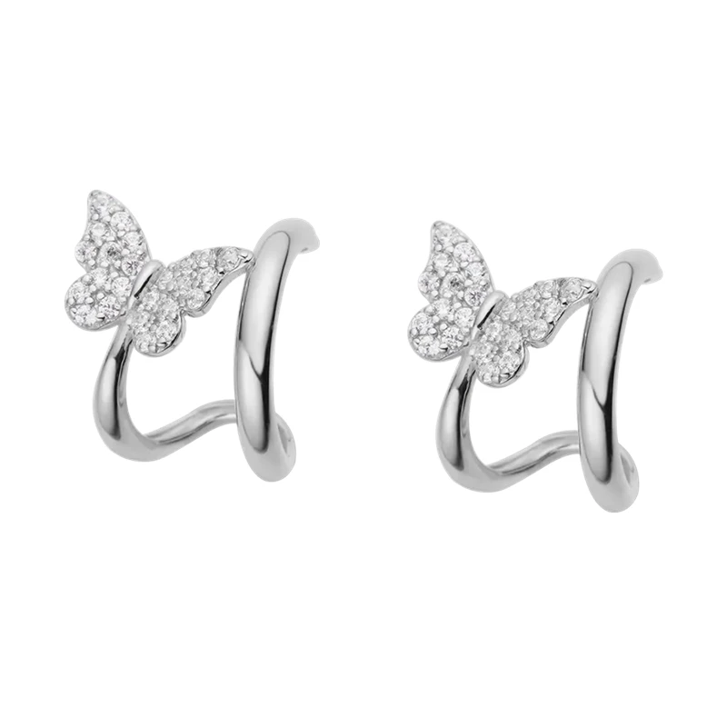 

Butterfly Zircon Diamond Trendy Sterling Silver Butterfly China Wholesale Design Brand Studs Earrings Custom Top Quality Enamel