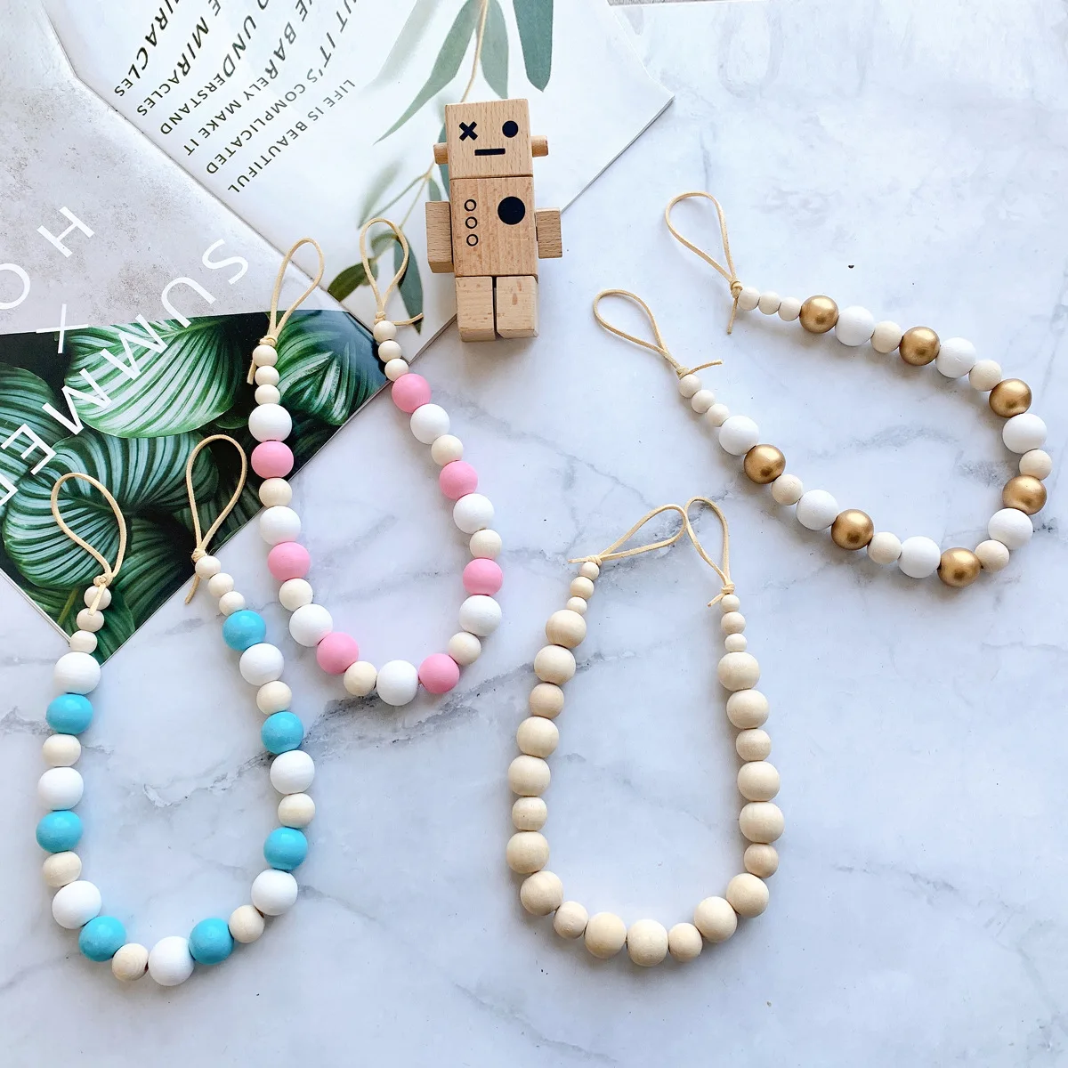 

Natural Wood Beads Curtain Tieback Buckle Clips Holders Tie Back Holdbacks Curtain Accessories Home Decor