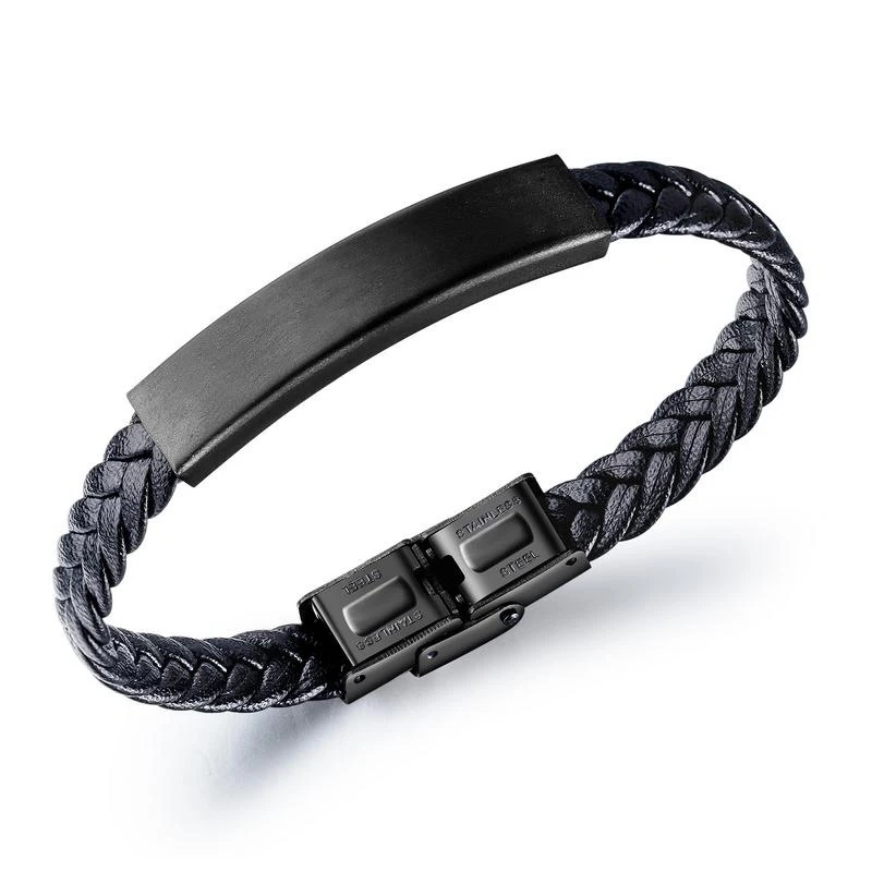 

2019 Fashion Classic Bracelet Bangle Jewelry Titanium Steel Men Leather Bracelet (KSS216), Same as the picture