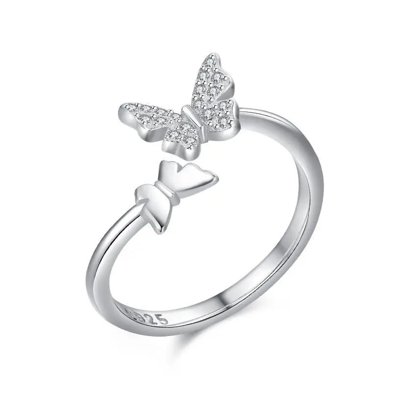 925 sterling silver ring Butterfly shiny zircon Micro inlaid rings women wedding jewelry