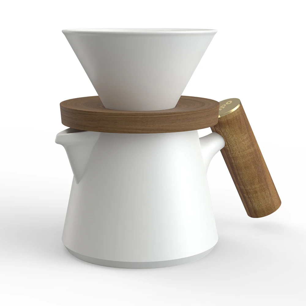

DHPO White Ceramic V60 Pour Over Coffee Set New Porcelain Coffee Maker Dripper Set, Black, white, gray, red, blue, green, yellow