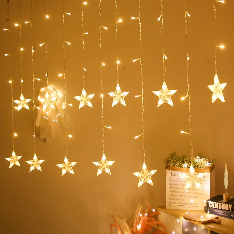new product star shape christmas fairy led window curtain string light for wedding bedroom Holiday festival decoration