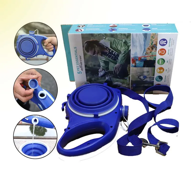 

Dog Walker's Set Retractable Leash Desirable Water Bottle Bowl with Foldable water bottle