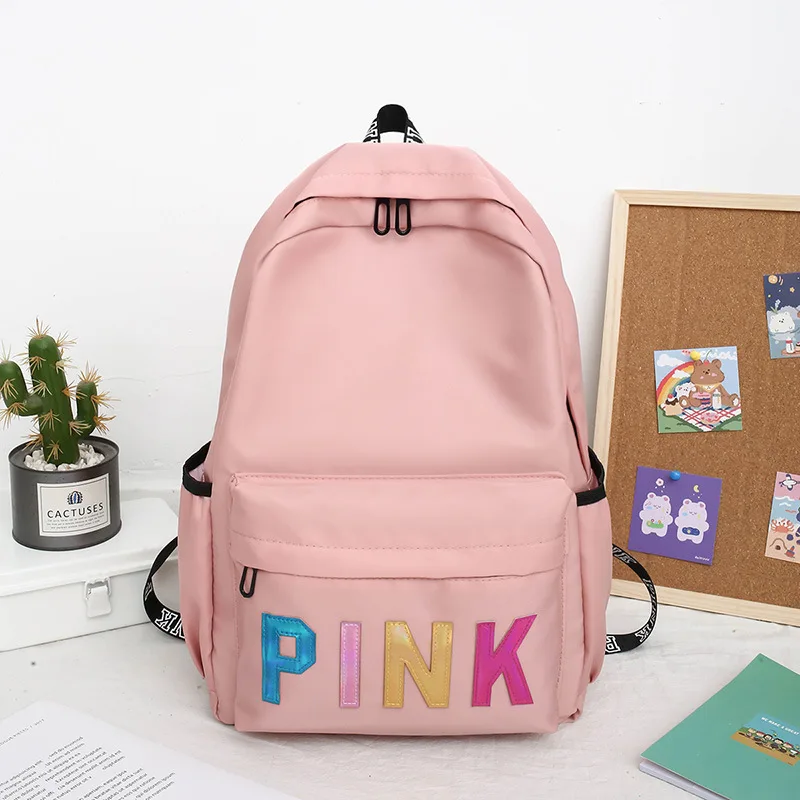 

New Nylon Women Large Capacity Travel Backpacks Fashion Girls Pink Waterproof School Student Bag
