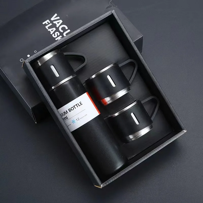 

Christmas Business Custom Gift Logo Travel Coffee Outdoor Tea 304 Stainless Steel Vacuum Flask Set Gift Box