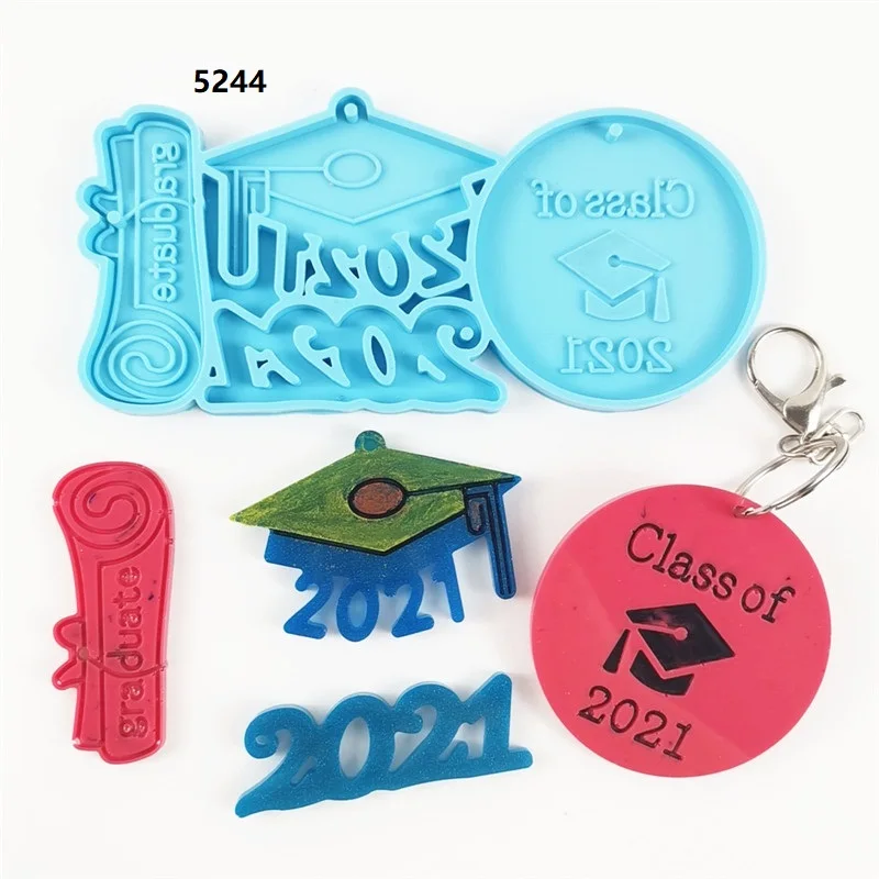 

5244 Graduation of 2021 Silicone Resin Molds Personal Decoration epoxy molds 2021 mold keychain