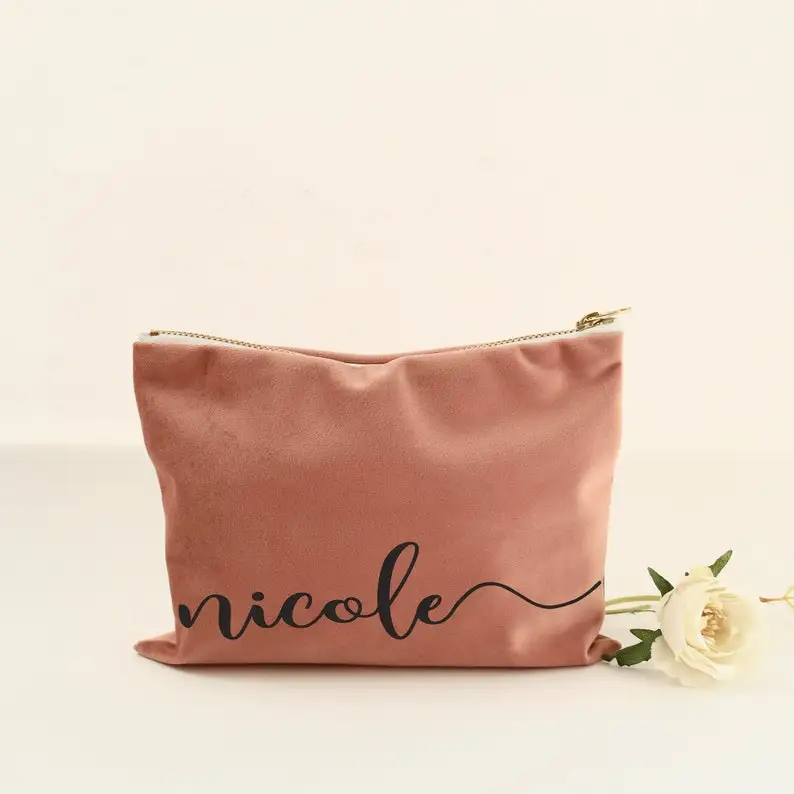 

Custom logo velvet cosmetic bag large capacity brush bag gift promotion bag