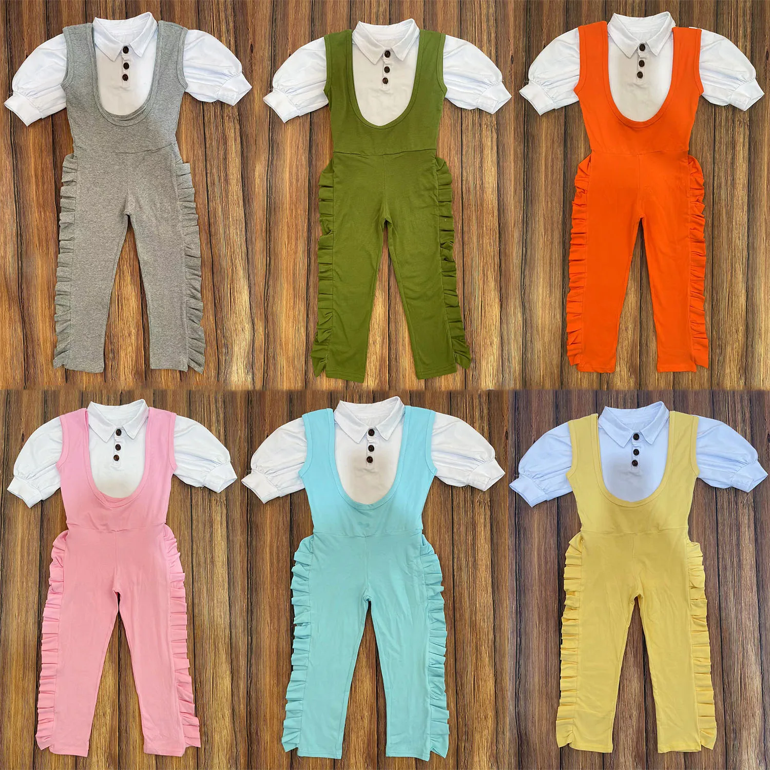 

2022 Latest Wholesale Girls Cloth Sets Toddler Clothing Baby Girls Children Clothing 2pcs jumpsuit sets with small moq