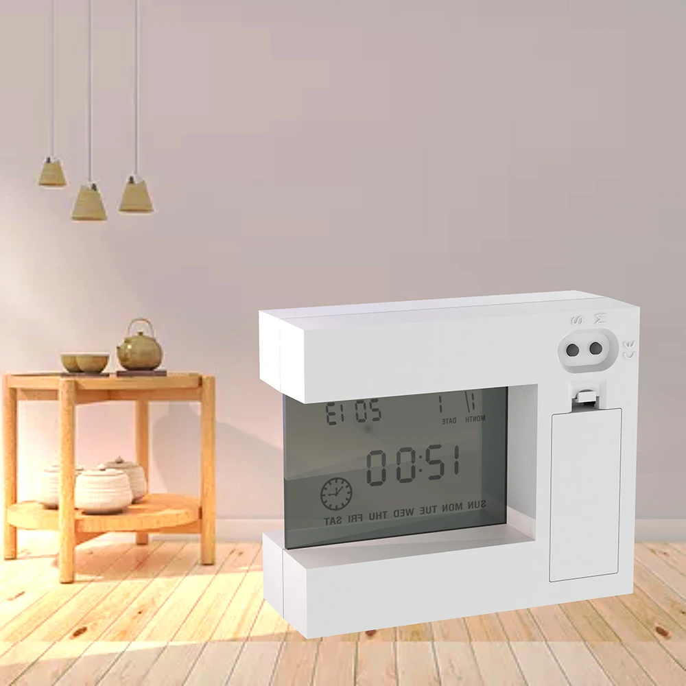 

Hot sell Modern Desk LCD Digital Weather Alarm Clock With Flip Clock With Calendar magnetic kitchen timer clock, White,black,blue