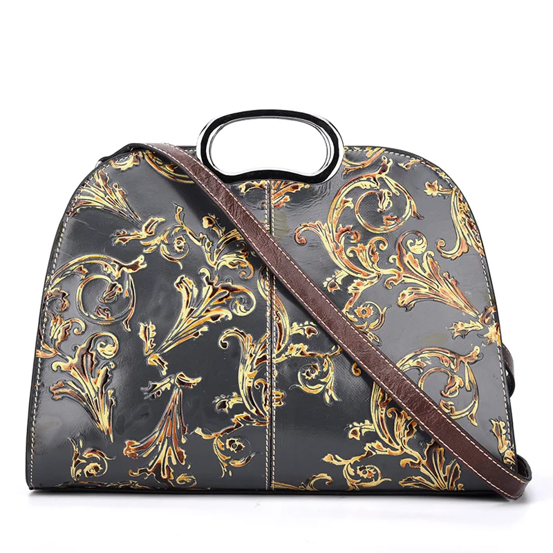 

2020 new arrivals retro embossed chinese style cow leather ladies hand bags luxury handbags for women