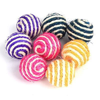 

Amazon Hot sale Pet Rope Weave Ball Dog Cat Sisal Ball Interactive Scratcher Cat Kitty Chew Toys