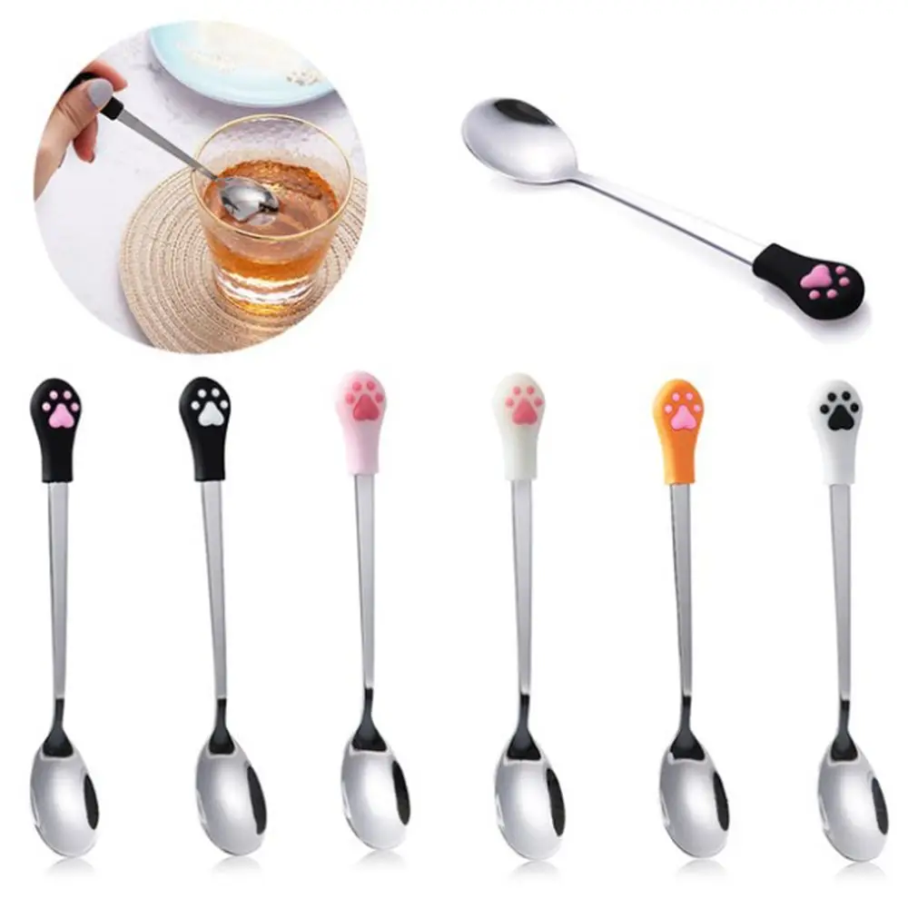 

1 Pcs Stainless Steel Cute Cat Claw Coffee Spoons Fruit Dessert Spoon Candy Tea Spoon Cat Drink Tableware Kitchen Supplies