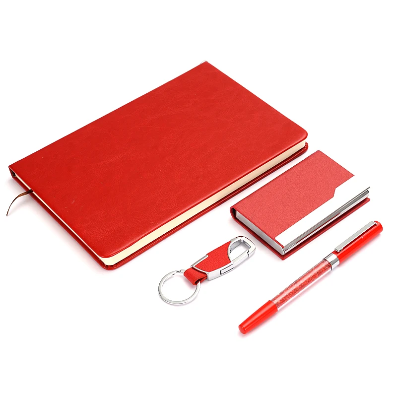 Kado Untuk Bos Pria Business Cooperation Gift Set Pu Notebook,Key Chain