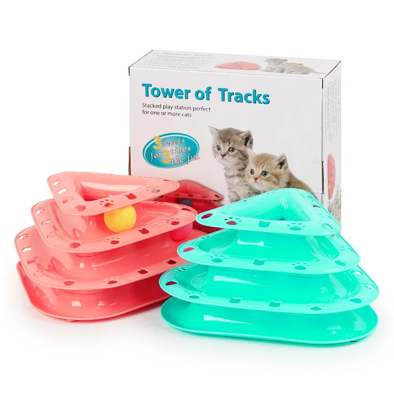Interactive Tower Track & Balls Super Fun 3-Level Tower Ball & Track Toy Endless Interactive Play Mental Physical Exercise For Cats Petsense Amazing Cat Roller Toys