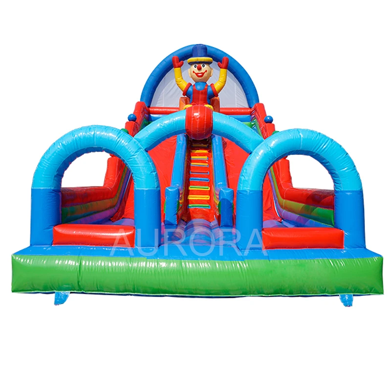 

new design Commercial Circus theme clown inflatable bouncy castle slide, Customized