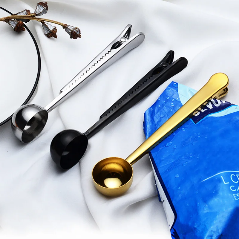 

Customer Logo Long Handle Tea Coffee Measuring Spoon Stainless Steel Coffee Scoop Clip, Gold/black/silver/rose gold/rainbow