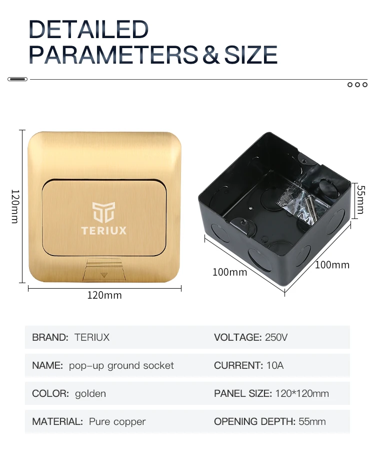 usa Standard brass power 13A damping pop-up floor socket box