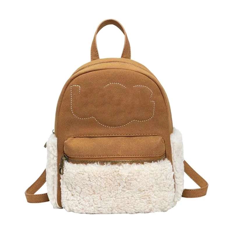 

wholesale price schoolbag sheepskin one and lychee-print cowhy stitched suggest black crossbody bag, Brown,black,pink,grey