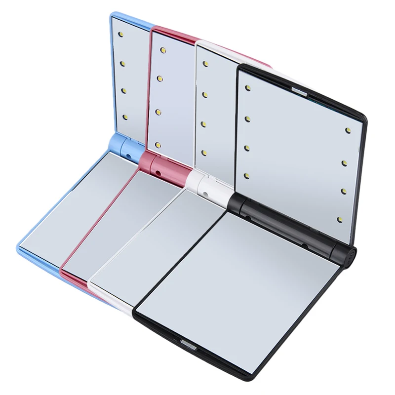 

2022 New Arrive Folder LED Led Lighted Travel Mirror Magnified Makeup Mirror With Light Customs Package
