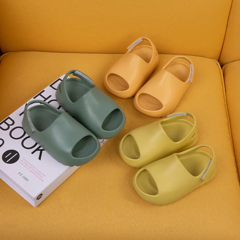 

2022 Kids Children's Yeezy Slippers Summer Boys Girls Thick Bottom Sandal Slippers custom Kids Slide Slippers, Black, yellow, orange, beige, green