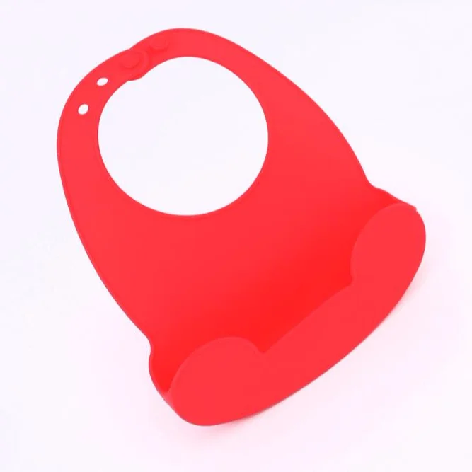 

Hot Sale New Design Silicone Baby Bib Waterproof Food Grade Silicone Baby Feeding Bibs For Children Babies, Red