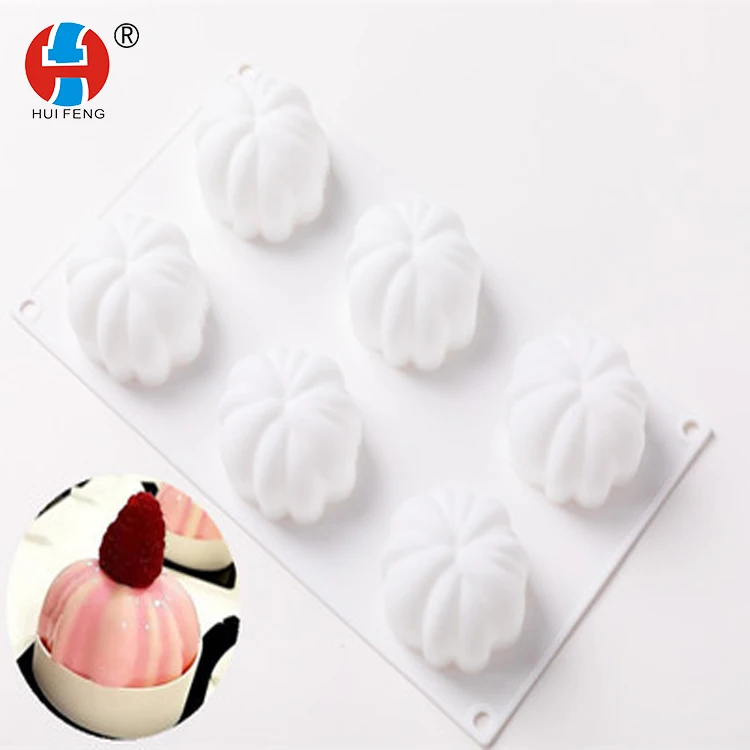 

New 6-Piece pumpkin mousse mold & Halloween pumpkin cake mold and baking tool, White