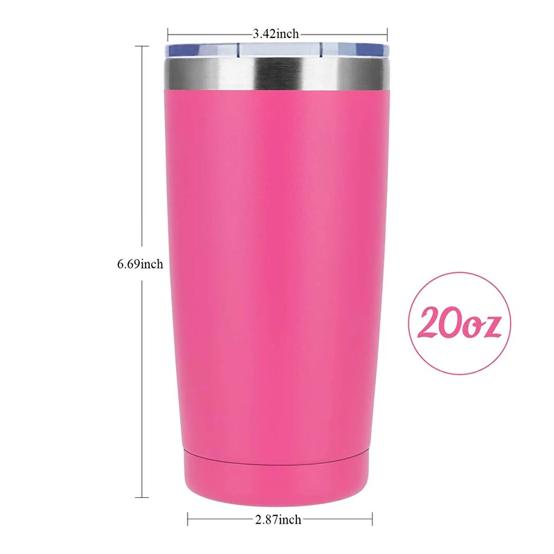 

20oz stainless steel regular tumbler 20 oz double wall vacuum insulated coffee cup, Black ,white,pink,etc