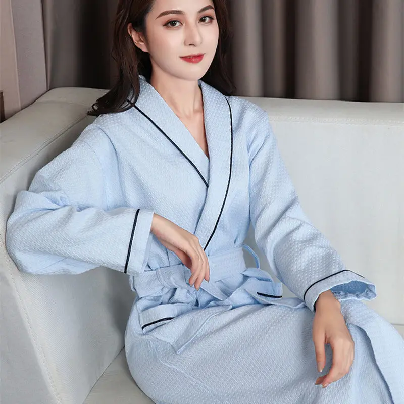 

FINETOO High quality couple robes 5 stars hotel luxury bathrobes nightwear Knitting Waffle hotel Bathrobes for luxury hotel, Customized color