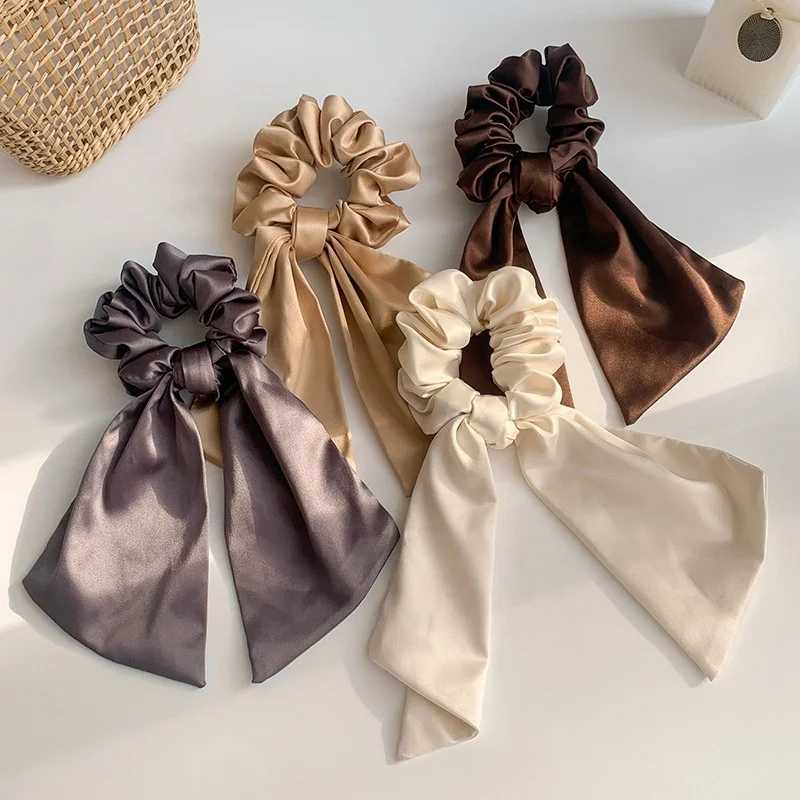 

Popular plain color ponytail hair tie women daily elastic scrunchies