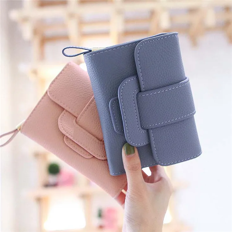

Elegant Embossed Leather Clutch Wallet For Girls Women Small Ladies Wallets With Hasp Closure Solid Color Litchi Stria, Multi