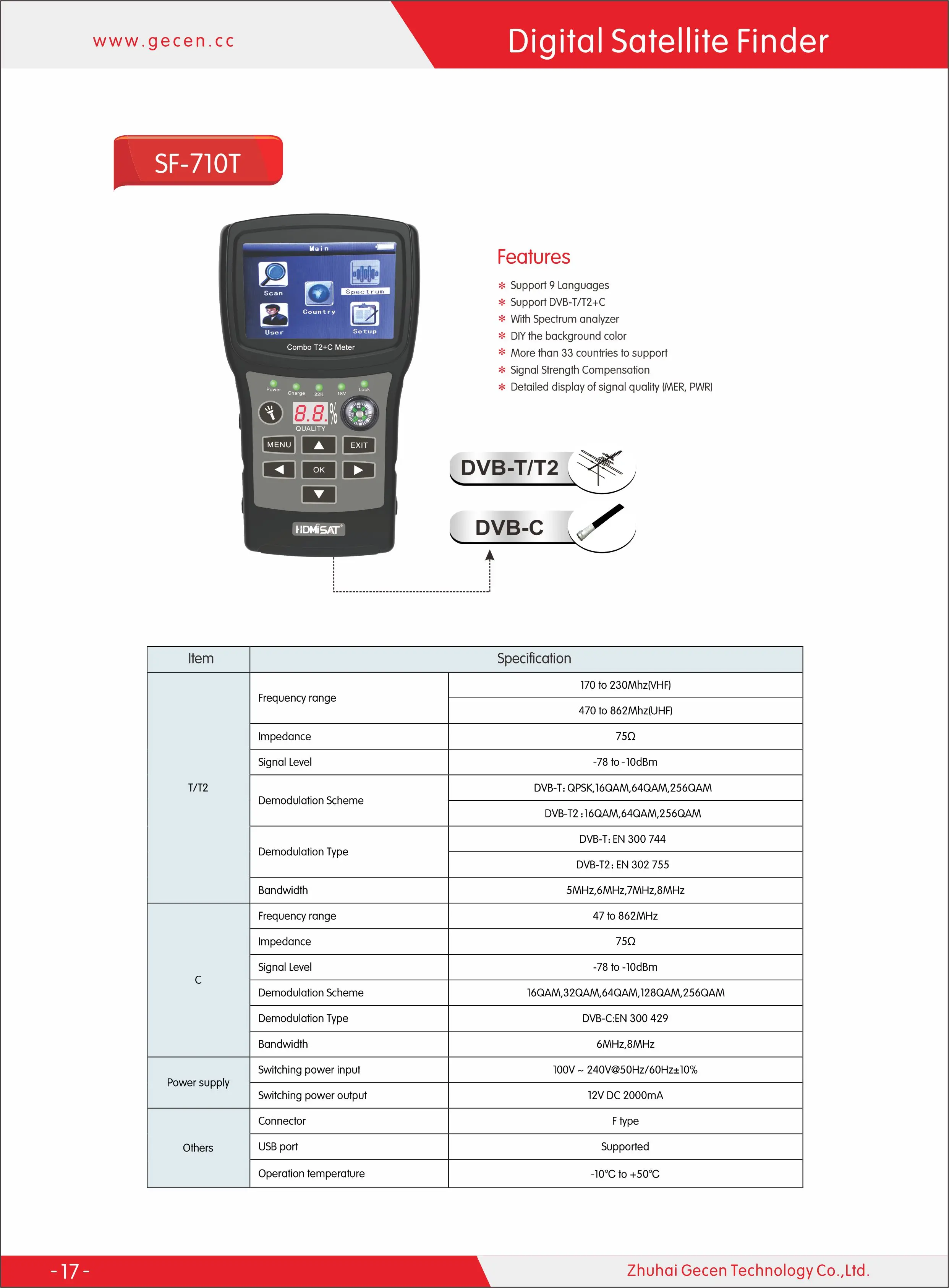 2.4 Inch Lcd Multi Language Xcruiser Digital Satellite Finder Spectrum