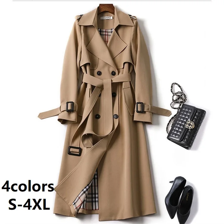 

Wholesale Winter Custom Plus Size Women's Ladys Double Breasted Long Black Camel Ladies Woman Trench Coats Trench Coat Women, Picture color