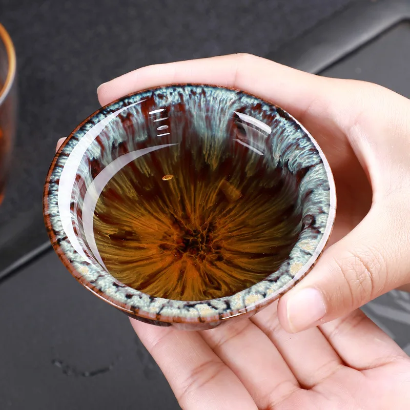 

100ML Handmade Jianzhan Artistic Fancy Tea Ceramic Coffee Cup, As picture
