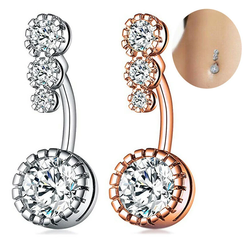 

Hot Body Jewelry Top Seller Belly Button Ring Pretty Double End CZ Stone Clear Crystal Mannequin, Picture