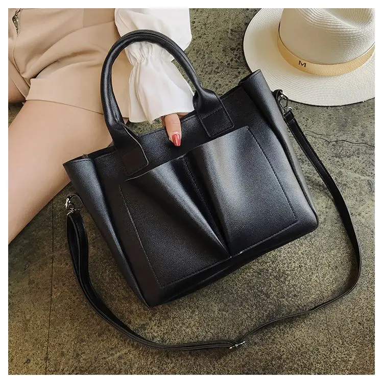 

EB-20022238 High Quality Solid Color Fashion All Match Large Capacity Bags Lady Hand Bag, Black,gray,brown