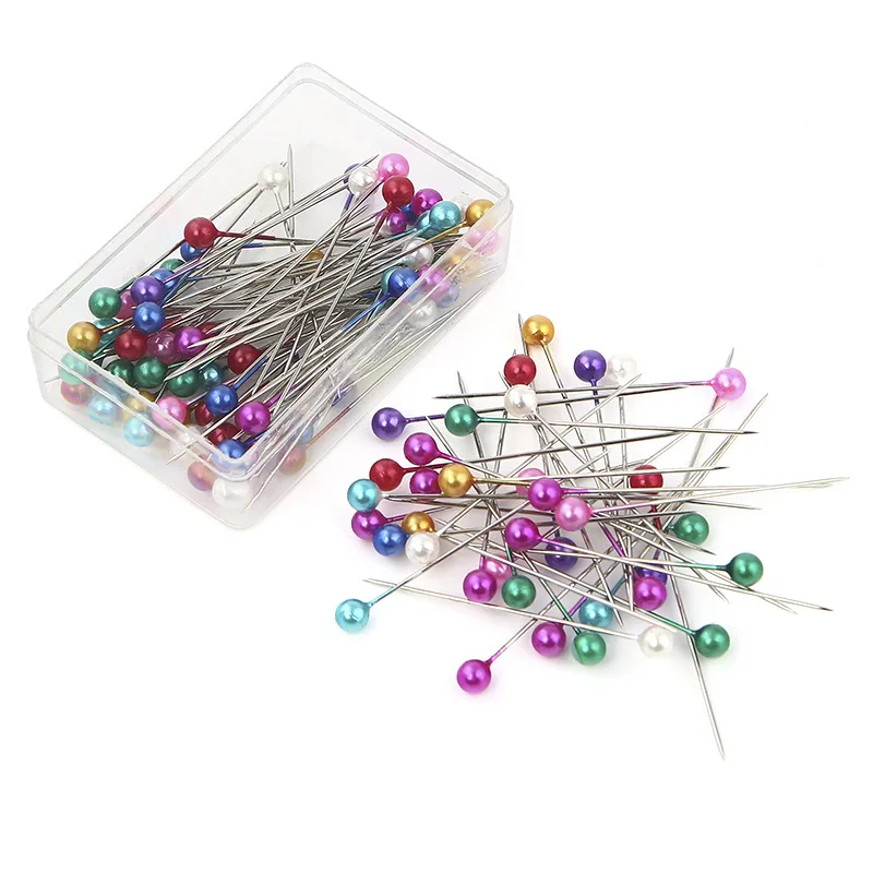 

Sewing pins 100pcs 40mm Straight Corsage Colored Pearl pins for Quilting, Fabric, Silk-Straight Multi-Purpose Ball pins, Black/white/mixed colours