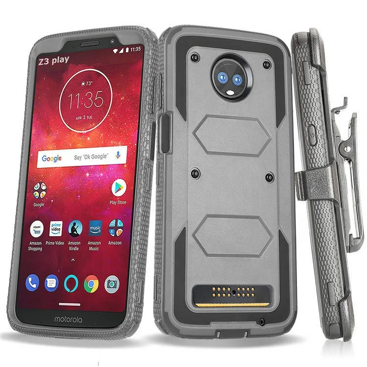 

Saiboro tpu pc belt clip shockproof hard cell phone case for motorola moto z3 play, Multi