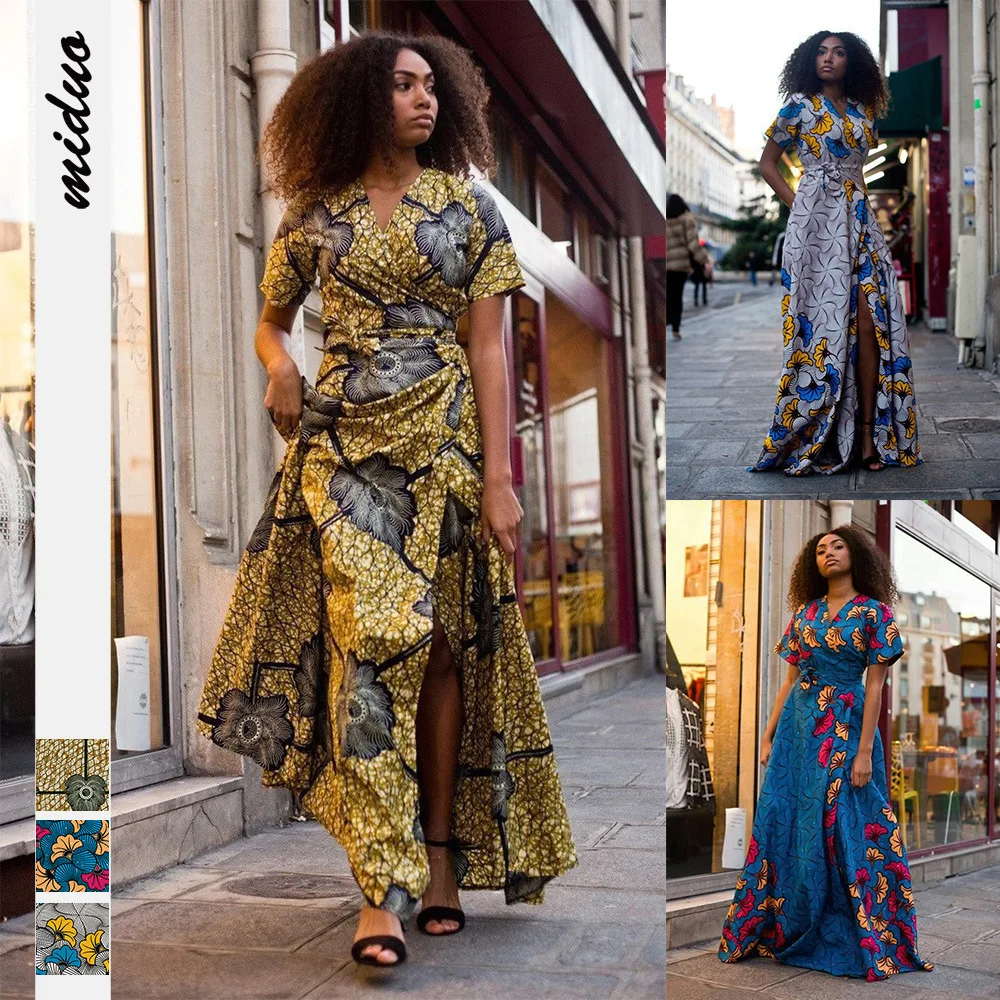 

2021 Hot Sale Long Maxi Dress Designs African Summer Dress Africa Print Plus Size Casual Dress