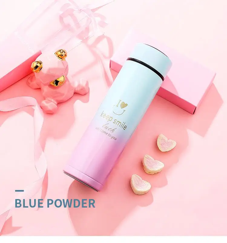 

Gradient Color Stainless Steel Vacuum Flask LED Display Screen Touch Display Temperature Water Cup Smart Drinkware, As photo