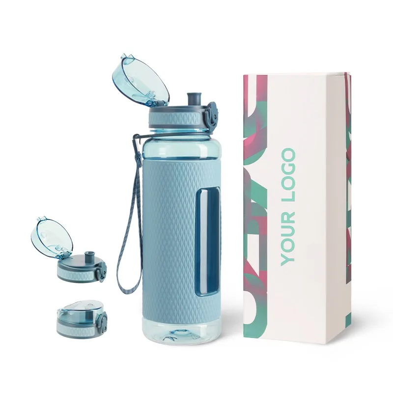 UZSPACE Hot Sale Motivational Cool Tritan Water Bottle with Silicone Sleeve ,time Marker and Wide Mouth for Dairy Fitness 520ml