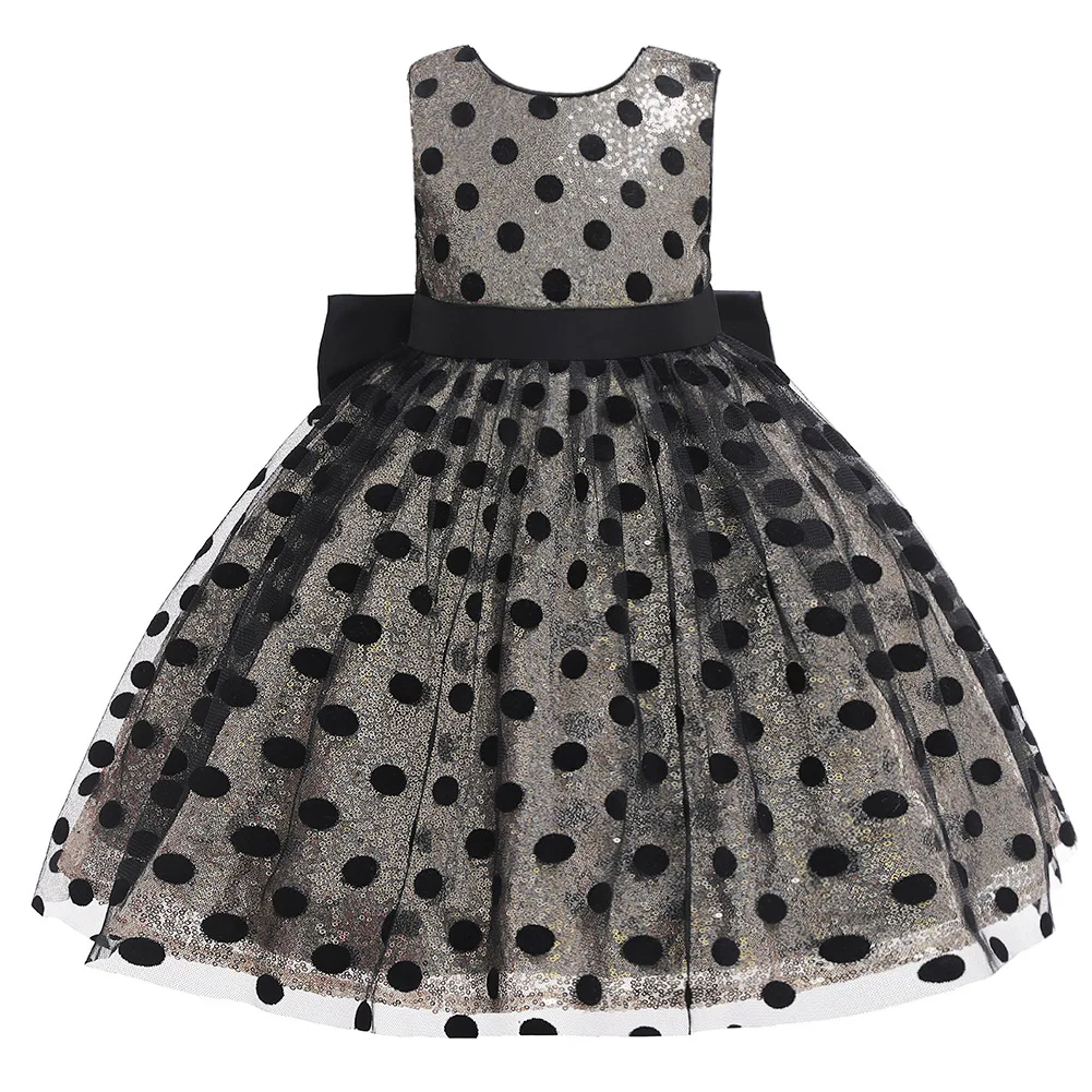 

Children's dress large bowknot sequined skirt high waist vest skirt polka dot petting skirt