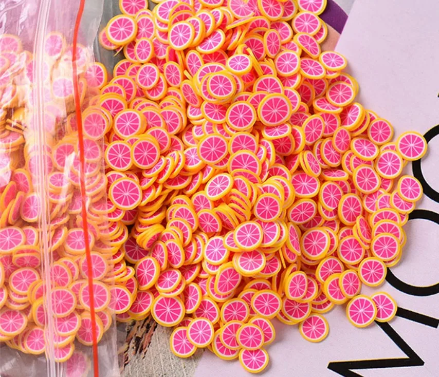 

Coal slime polymer clay fruit slices manicure tablets artificial mini fruit polymer clay slices for decoration and nail art
