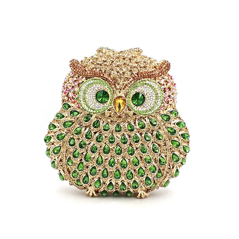 

Wholesale Classical clutches bag elegant bridal wedding hollow out diamonds animal funny owl Women evening party crystal bag
