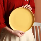 Nordic Style Macaron Matte Ceramic Charger Plate Shallow Round Morandi Home Restaurant Dinner Plate/
