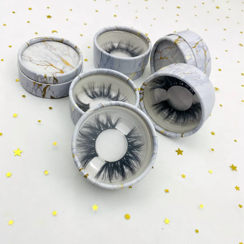 

Kalixi new marble lashbox round window box custom private lash mink lahes 25mm private label, Natural black mink eyelashes