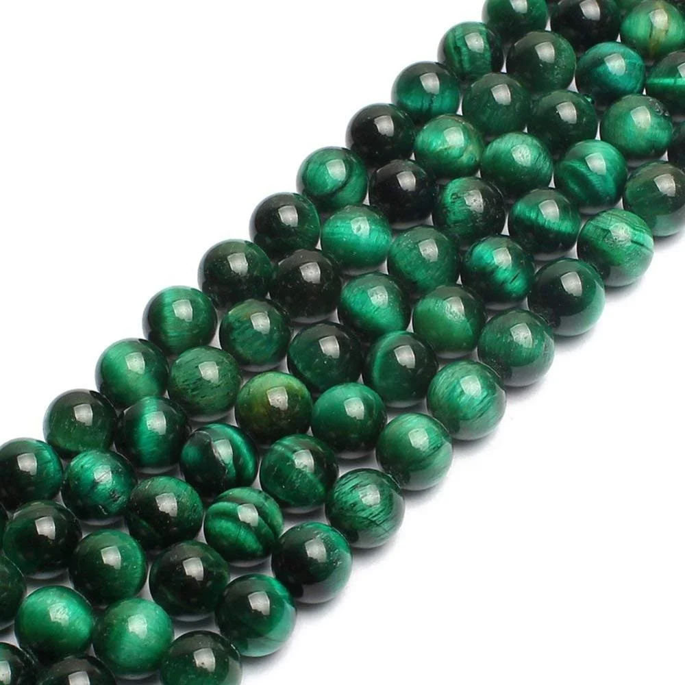 

AA Green Tiger Eye Round Energy Stone Healing Power Gemstone Loose Beads (Natural Tiger Eye Color Dyed)