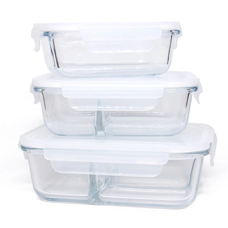 

Airtight large glass meal prep containers high borosilicate glass food containers storage set