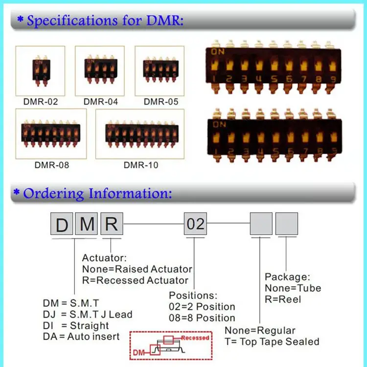 SMT SMD Dip Switch 9 position 18 PIN Micro DIP Switch