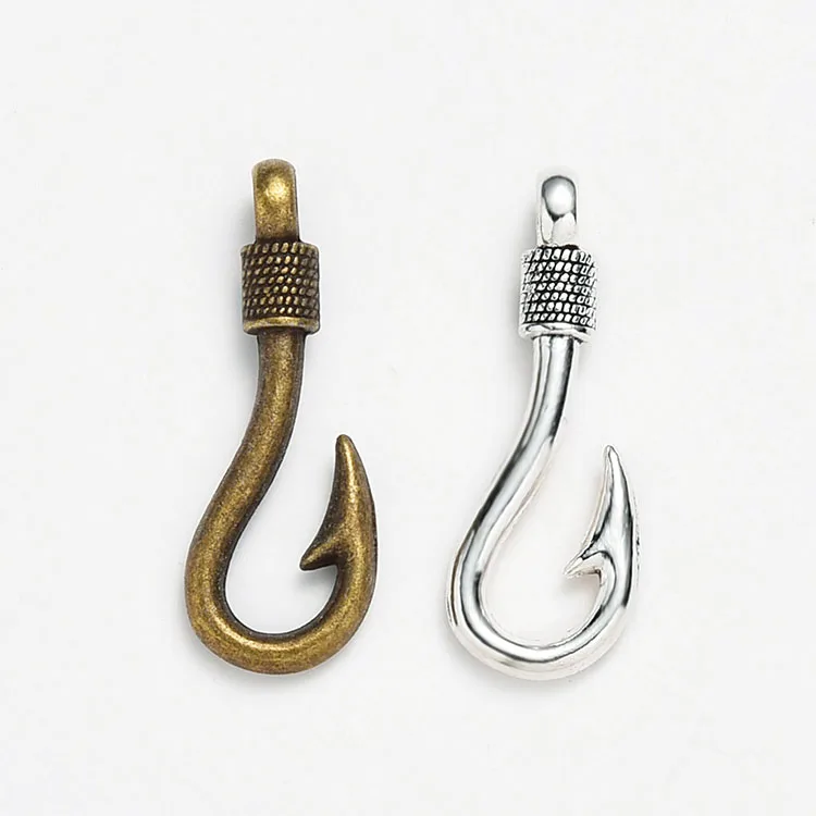 

Antique Silver tone/Antique Bronze Fishhook Connector Pendant Charm/Finding,Necklace Bracelet Charm,DIY Accessory Jewelry Making, Picture
