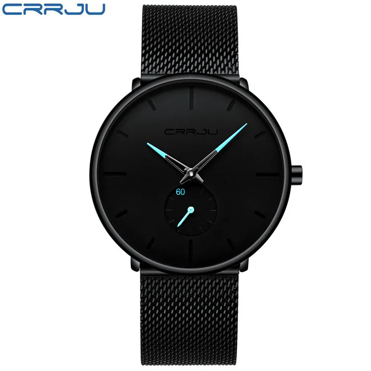 

Crrju 2150 top 10 brands black man quartz watch stylish Mesh band Waterproof Chrono character Casual wrist watch